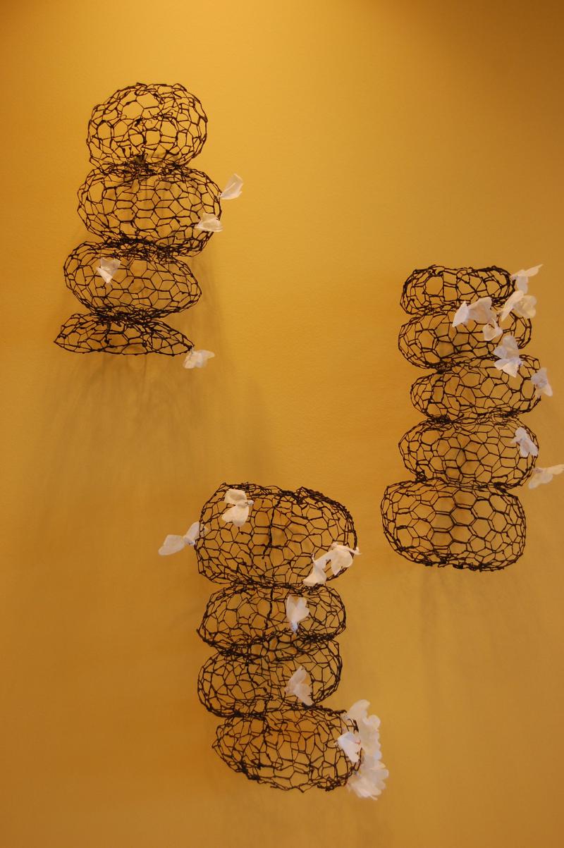 "Flutter" (14 sculptures) ,	Wax, metal, papper  variable dimensions, 2011-12
